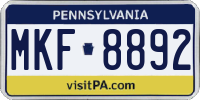 PA license plate MKF8892