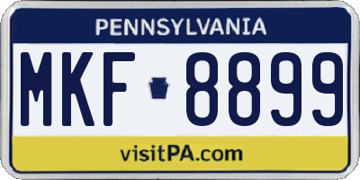 PA license plate MKF8899