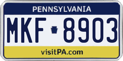 PA license plate MKF8903