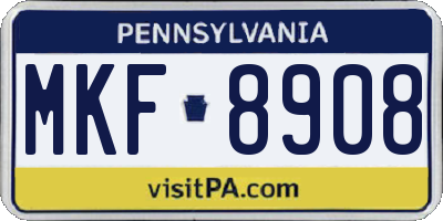 PA license plate MKF8908