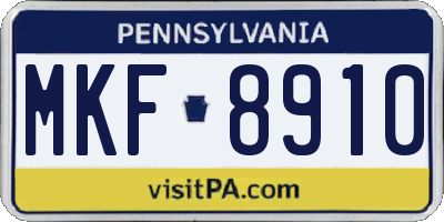 PA license plate MKF8910