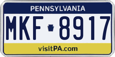 PA license plate MKF8917