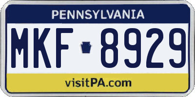 PA license plate MKF8929