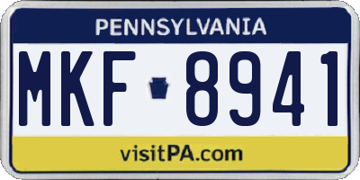 PA license plate MKF8941