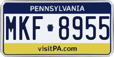 PA license plate MKF8955
