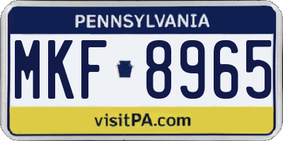 PA license plate MKF8965
