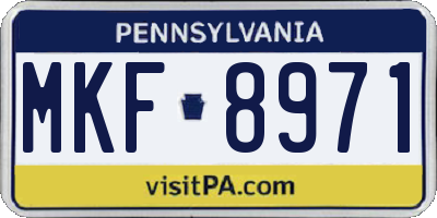 PA license plate MKF8971
