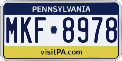 PA license plate MKF8978