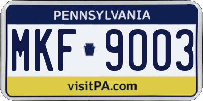 PA license plate MKF9003