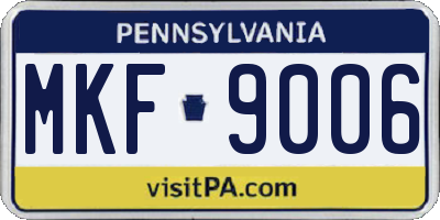 PA license plate MKF9006