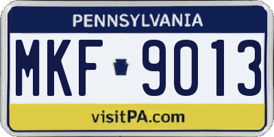 PA license plate MKF9013