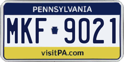 PA license plate MKF9021
