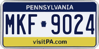 PA license plate MKF9024