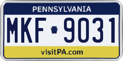 PA license plate MKF9031