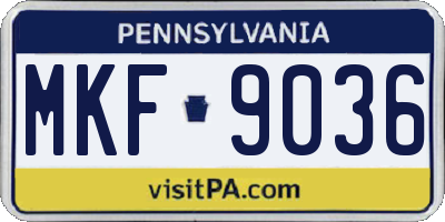PA license plate MKF9036