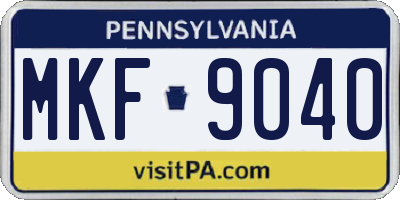 PA license plate MKF9040