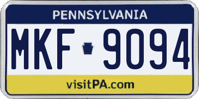 PA license plate MKF9094