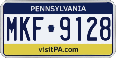 PA license plate MKF9128