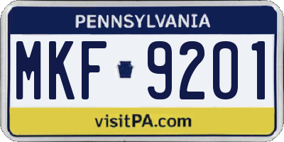 PA license plate MKF9201