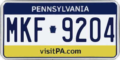 PA license plate MKF9204