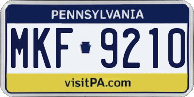 PA license plate MKF9210