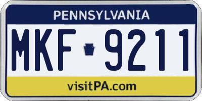 PA license plate MKF9211