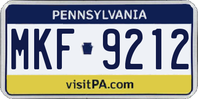 PA license plate MKF9212
