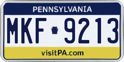 PA license plate MKF9213