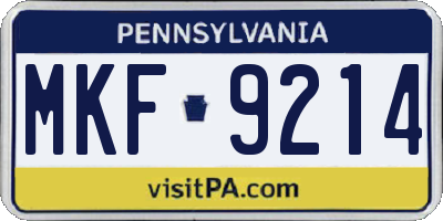 PA license plate MKF9214
