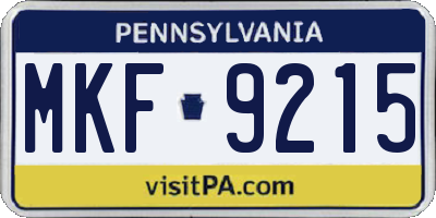 PA license plate MKF9215
