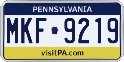 PA license plate MKF9219
