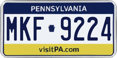 PA license plate MKF9224