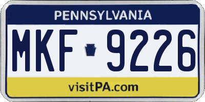 PA license plate MKF9226