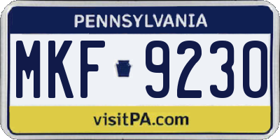 PA license plate MKF9230