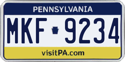 PA license plate MKF9234
