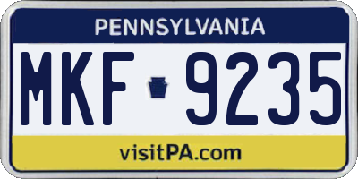 PA license plate MKF9235