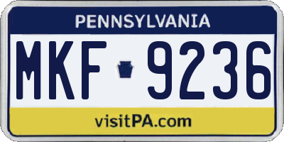 PA license plate MKF9236