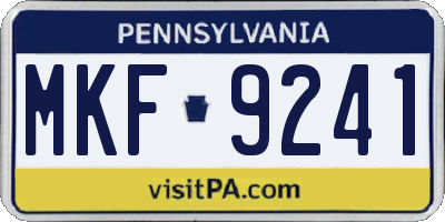 PA license plate MKF9241
