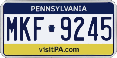 PA license plate MKF9245