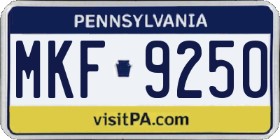 PA license plate MKF9250