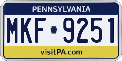 PA license plate MKF9251