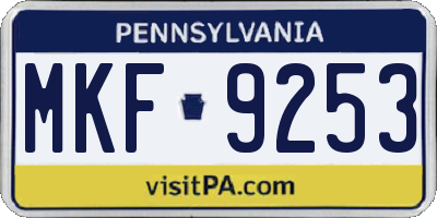 PA license plate MKF9253