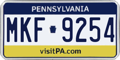 PA license plate MKF9254