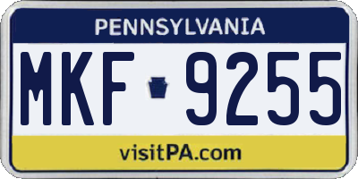 PA license plate MKF9255