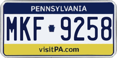 PA license plate MKF9258