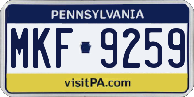 PA license plate MKF9259