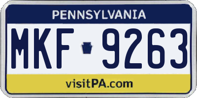 PA license plate MKF9263
