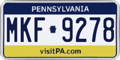 PA license plate MKF9278