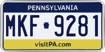 PA license plate MKF9281
