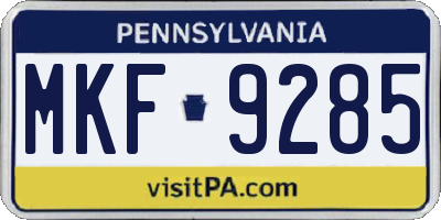 PA license plate MKF9285